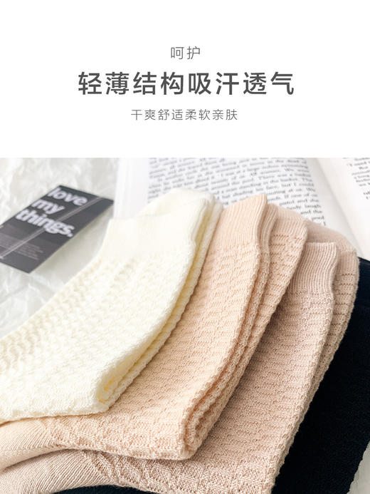 足装秀24新品夏季薄棉女袜奶油风双针工艺舒适透气轻薄女中邦袜子 商品图5