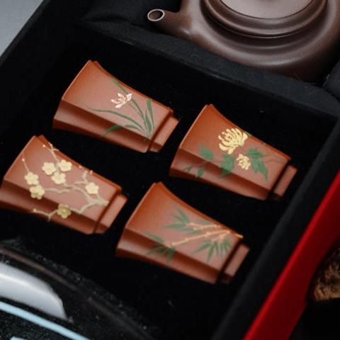 德钟梅兰竹菊紫砂壶套装 商品图2