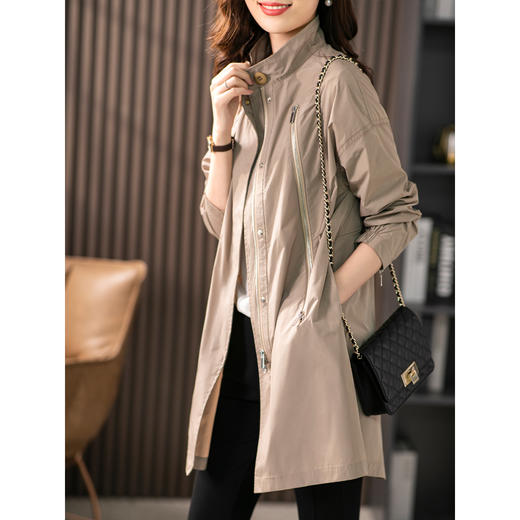 85119原形设计感中长款风衣女2024春季新款韩版宽松时尚气质休闲外套薄 商品图2