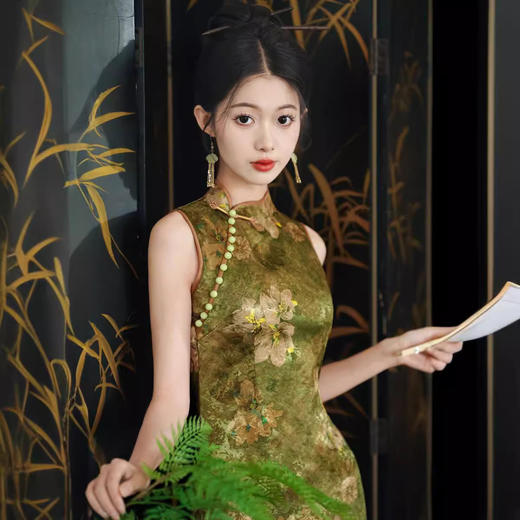 长款双层年轻款提花修身改良旗袍QJZ930 商品图2