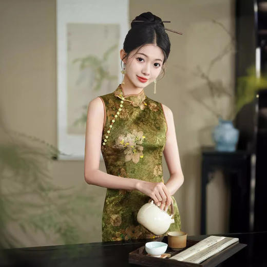 长款双层年轻款提花修身改良旗袍QJZ930 商品图3