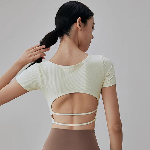 【限时秒】YOGACODE【火树银花系列】2024 方领性感露背短款运动T恤跑步健身上衣DST716 商品图2