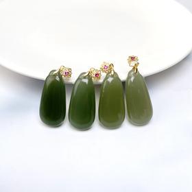 S925和田玉吊坠-圆边无事牌14*29