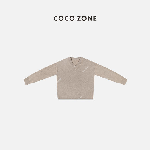 COCO ZONE美拉德V领打底衫螺纹下摆长袖针织衫23C19653 商品图1