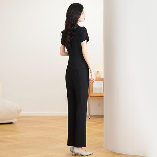 时尚气质套装，短袖收腰小衫+喇叭裤职业两件套QYM-TB-FD1596-Y 商品图3