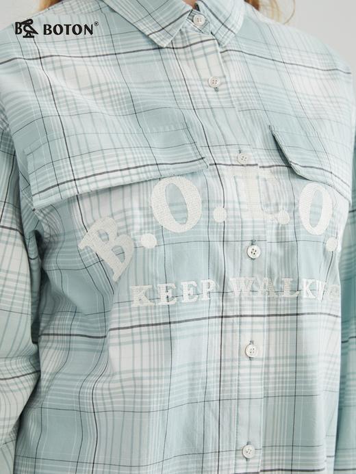 【柔软清】波顿春秋女浅蓝色格子衬衫宽松百搭休闲高端LS976123 商品图3