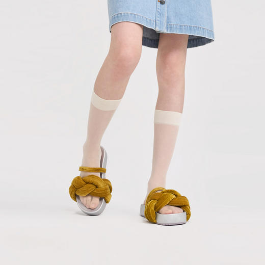 lost in echo2024年夏季新款外穿多巴胺扭结麻花细带一脚蹬凉拖鞋 商品图4