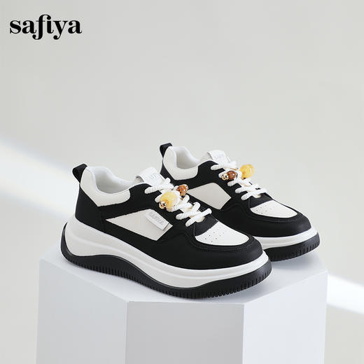 Safiya/索菲娅2024秋季百搭小个子松糕厚底增高休闲运动板鞋 SF43112102 商品图9