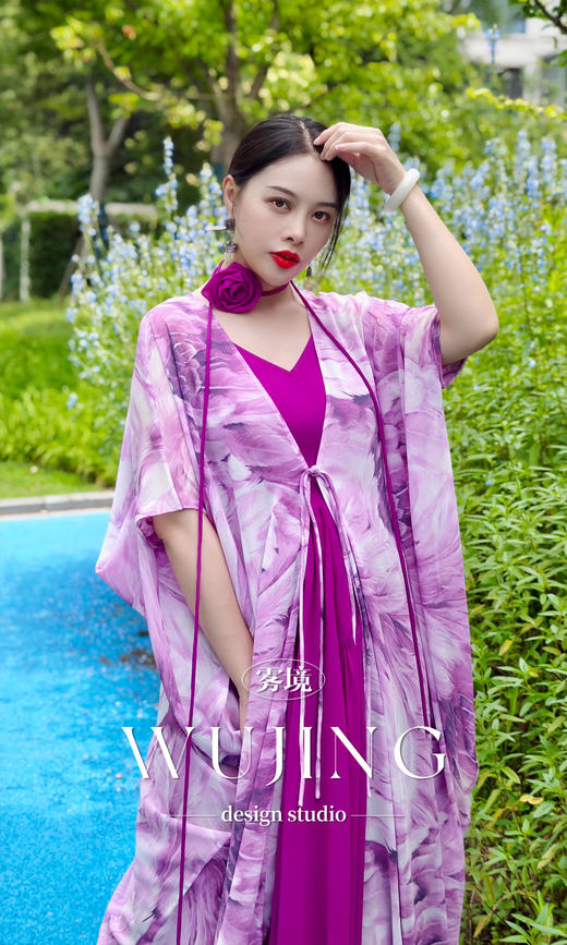 【雾境定制】紫韵花影系列无敌遮肉飘逸仙气乔其纱外披 3204130 商品图11