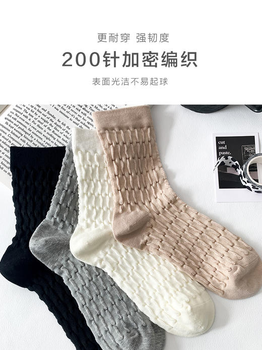 足装秀24新品夏季女棉质亲肤透气学院风黑白字母袜百搭女中邦袜子 商品图2