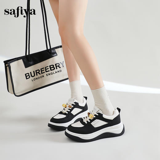 Safiya/索菲娅2024秋季百搭小个子松糕厚底增高休闲运动板鞋 SF43112102 商品图3