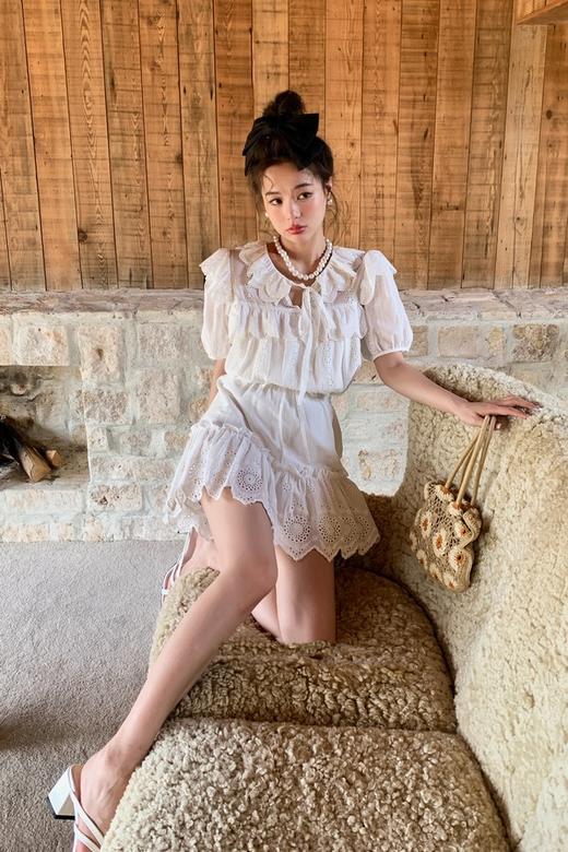 L.Fleuri 甜美可爱花边蕾丝上衣半裙套装 16485 商品图1