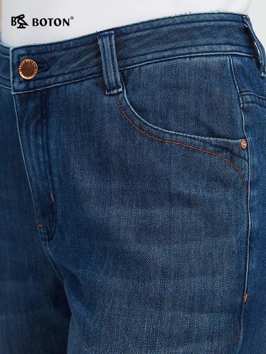 波顿春夏女士七分直筒中高腰高端牛仔裤抗皱易打理裤子LF658224 商品图3