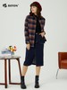 [长绒棉]波顿春秋长袖女士藏蓝咖啡色格子衬衫高端英伦风LS989323 商品缩略图2