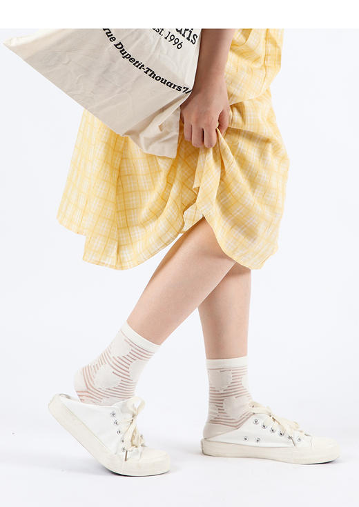 足装秀24夏季新女士短款超薄棉轻薄透气凉感网眼镂空纯色中邦女袜 商品图4