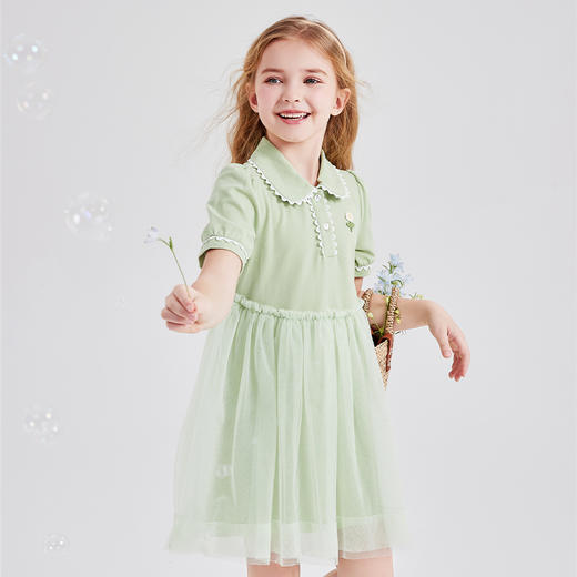 笛莎Deesha 女童连衣裙2024年新款POLO领连衣裙 商品图1