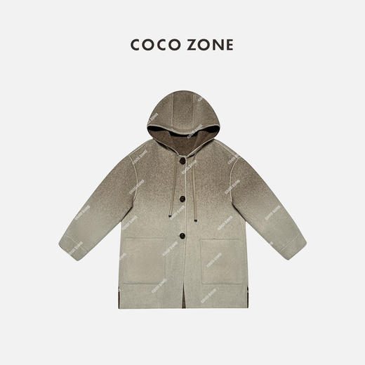 刘一一&COCO ZONE美拉德渐变色呢子大衣连帽扣毛呢外套 23C30151 商品图0