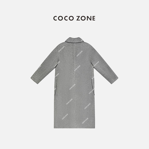 COCO ZONE 法式气质灰毛呢大衣西装领A字秋冬外套23C30503 商品图1