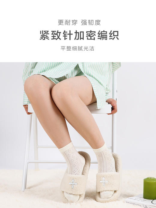 足装秀24夏季新女士短款超薄棉轻薄透气凉感网眼镂空纯色短邦女袜 商品图4