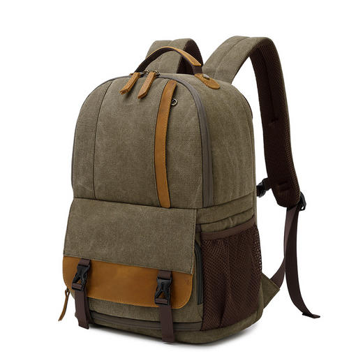 帆布休闲上下分仓双肩摄影背包（适合1机3镜头，可装70-200） 商品图3