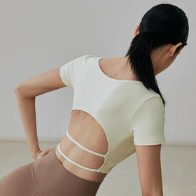 【限时秒】YOGACODE【火树银花系列】2024 方领性感露背短款运动T恤跑步健身上衣DST716