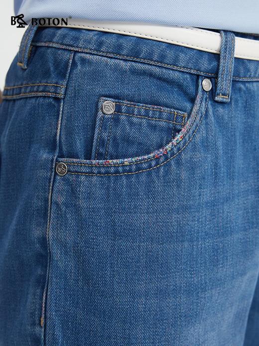 波顿春夏女士宽松浅蓝色牛仔裤直筒中高腰显瘦LE319124 商品图4