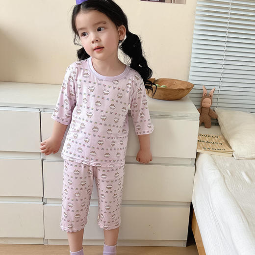 【a类新款冰丝儿童睡衣】儿童睡衣男孩夏季薄款，天丝莱赛尔面料舒适柔软透气，2025新款冰丝a类七分袖套装女童宝宝空调服QQ 商品图6