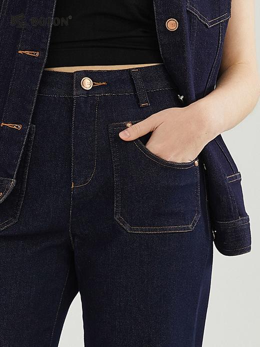 【不褪色遮胯】波顿春秋女士高端高腰阔腿裤牛仔长裤宽松LE296123 商品图3