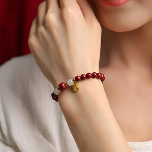 【经典】上岸莲花朱砂和田玉手串 商品图1