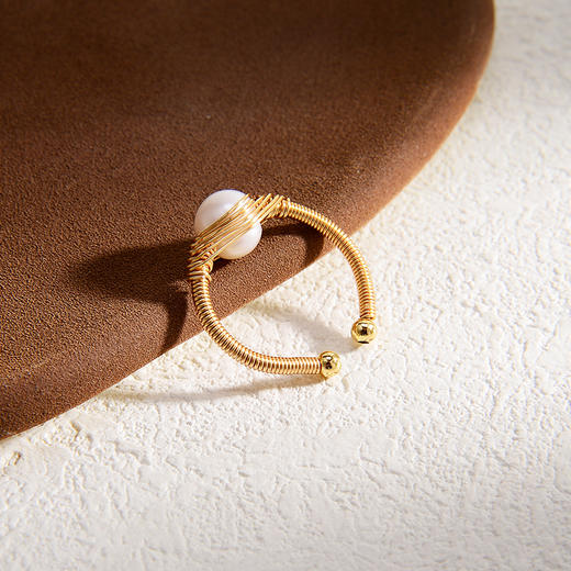 ysxb-06025【云赏珠宝】法式工艺缠丝戒指天然淡水珍珠指环 商品图1