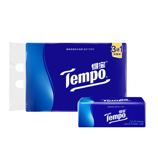 『得宝Tempo』抽纸4层90抽12包 软抽面巾纸（经典无香）（新旧款随机发） 商品图2