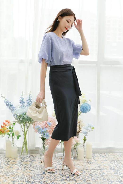 Le Malene 机理感圆领泡泡袖上衣 13057 商品图1