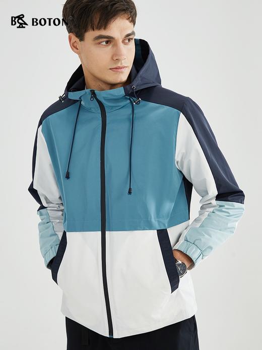 波顿男士长袖蓝色拼色外套休闲潮时尚工装夹克高端MJ980123 商品图4