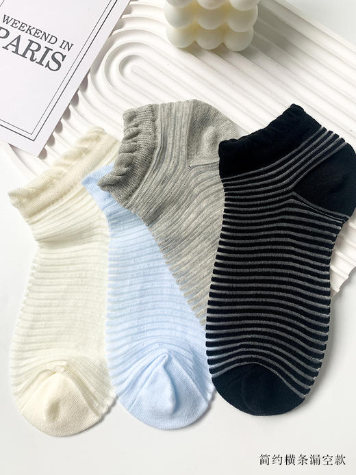 足装秀24夏季新女士短款超薄棉轻薄透气凉感网眼镂空女船袜 商品图3