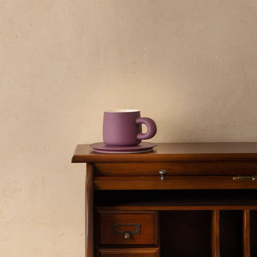 ◤荷叶圆圆◢16开 葡萄紫芝士黄咖啡杯陶瓷马克杯 商品图3