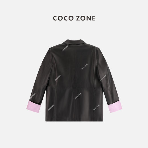 COCO ZONE 新中式国风高级感皮衣气质西式领羊皮夹克外套CC2A0167 商品图1