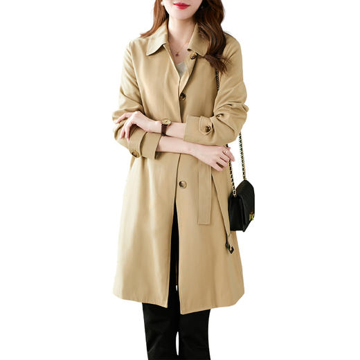 76437原形风衣女春装2024新款中长款卡其色休闲韩版宽松气质上衣外套女 商品图4