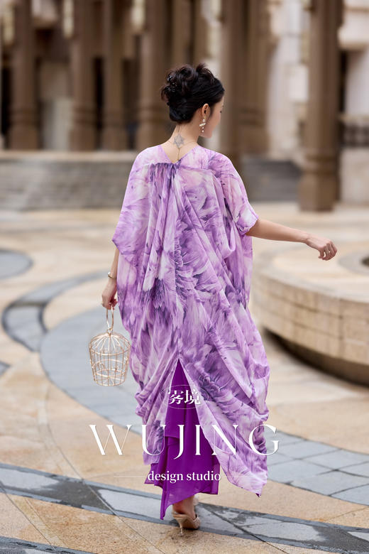 【雾境定制】紫韵花影系列无敌遮肉飘逸仙气乔其纱外披 3204130 商品图14