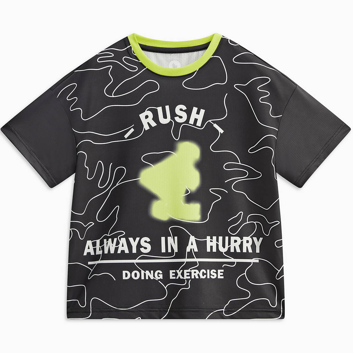 【断码】【秒1】【MQD】童装男童黑色短袖宽松T恤夏装新款儿童撞色数