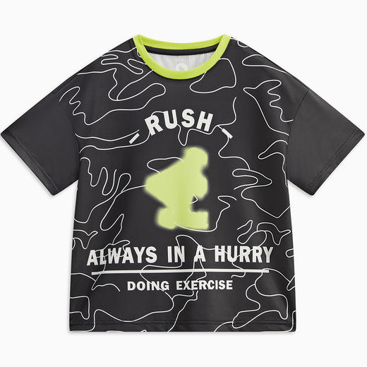 【断码】【秒1】【MQD】童装男童黑色短袖宽松T恤夏装新款儿童撞色数 商品图0