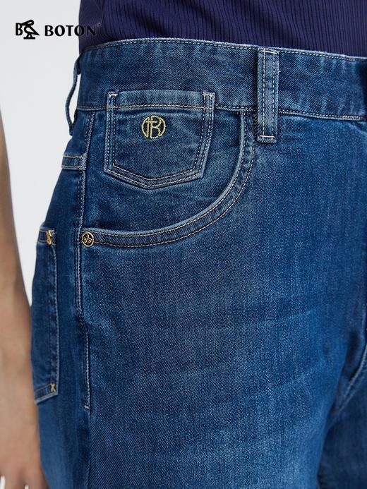 波顿女士春夏宽松直筒牛仔裤棉弹舒适直筒高端休闲长裤子LE316124 商品图3