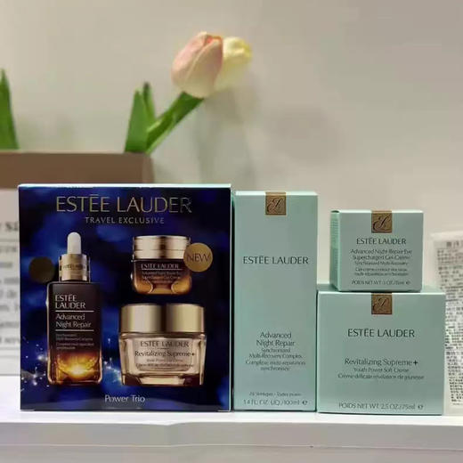 【限时加赠精粹水30ml*2】Estee Lauder 雅诗兰黛 挚爱三件套（小棕瓶100ml+面霜清爽型75ml+抗蓝光眼霜15ml） 商品图2