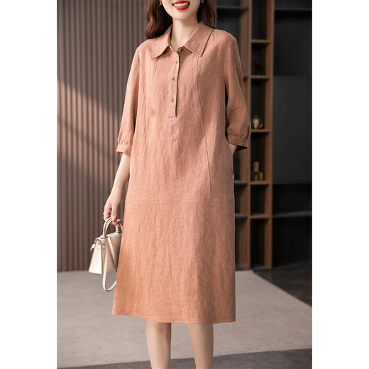 89250原形中长款衬衫连衣裙女2024春夏季新款气质减龄灯笼袖宽松长裙子 商品图2