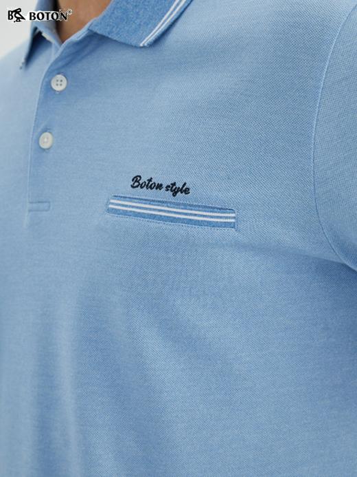 【美式休闲】波顿年春夏男士短袖浅蓝纯色保罗polo衫高端MT953223 商品图3