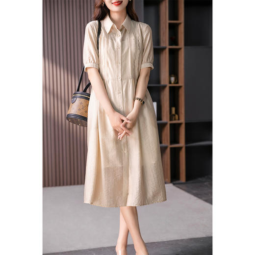 89199原形文艺减龄气质连衣裙女2024春夏季新款韩版宽松显瘦衬衫长裙子 商品图2