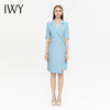 IWY/蓝色西装连衣裙短袖高级气质主持人时尚通勤职业装美容院工装Q13209 商品缩略图4
