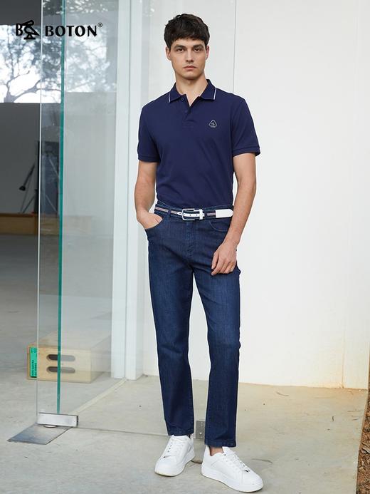 波顿男士春夏天丝耐磨中蓝色高端美式牛仔裤子ME899124 商品图3