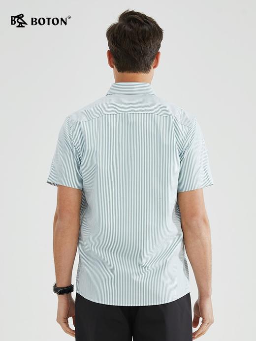 【抗皱不紧绷】波顿春夏男士短袖绿白色条纹衬衫高端MS019223 商品图2