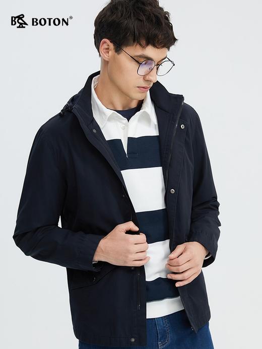 波顿男士春秋季连帽深蓝色夹克美式休闲高端夹克MJ007124 商品图1