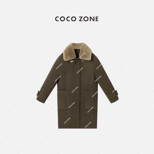 COCO ZONE美拉德秋冬气质大衣拉链可拆毛领毛呢外套23C19866 商品图0